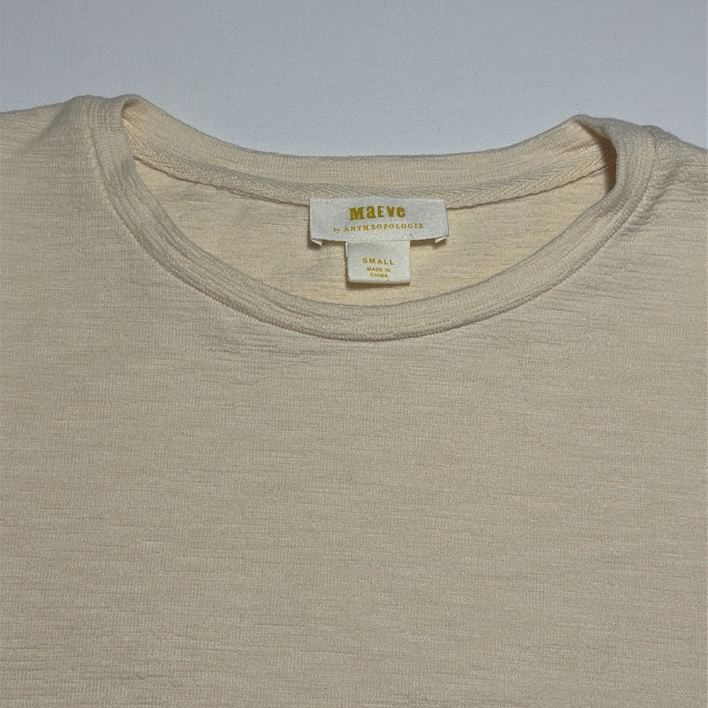 Maeve by Anthropologie Ivory Sheer Puff Short Sleeve Shirt Top - Womens Small - Picture 8 of 14